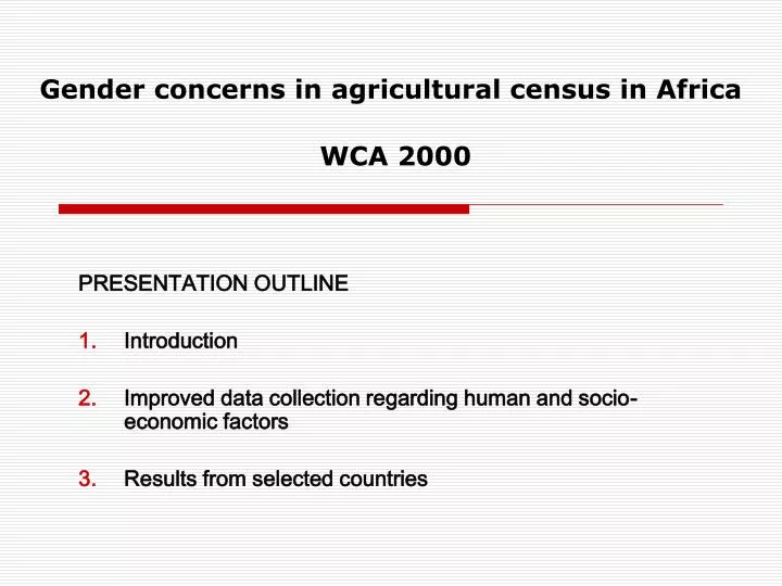 gender concerns in agricultural census in africa wca 2000