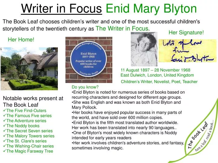 writer in focus enid mary blyton