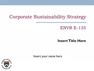 Corporate Sustainability Strategy ENVR E-135