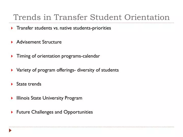 trends in transfer student orientation