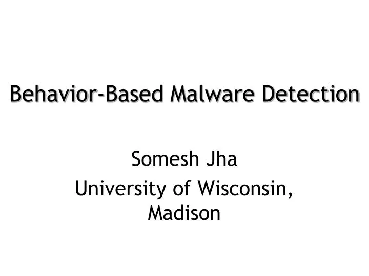 behavior based malware detection