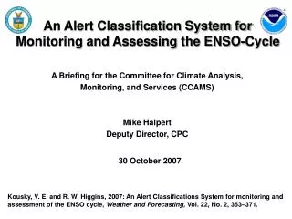 An Alert Classification System for Monitoring and Assessing the ENSO-Cycle