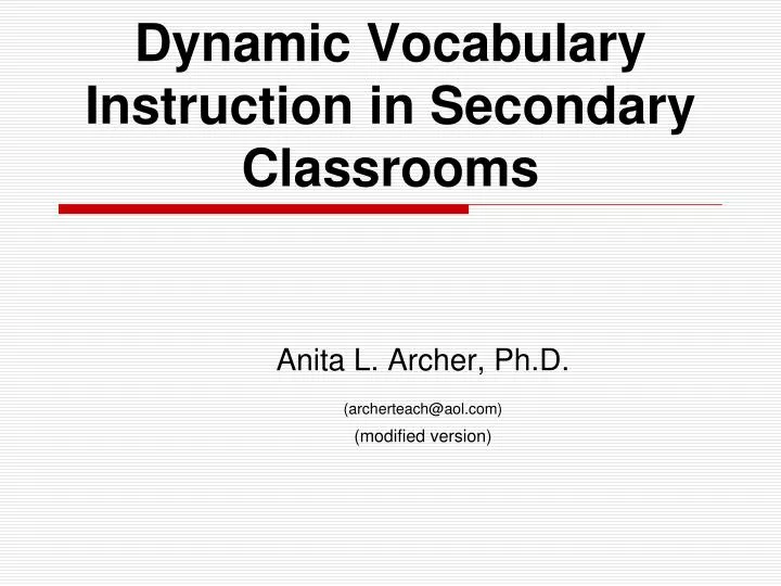 dynamic vocabulary instruction in secondary classrooms