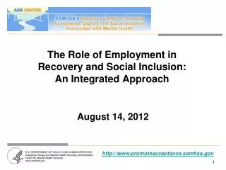 The Role of Employment in Recovery and Social Inclusion: An Integrated Approach