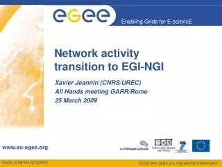Network activity transition to EGI-NGI