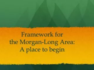 Framework for the Morgan-Long Area: A place to begin