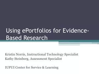 Using ePortfolios for Evidence-Based Research