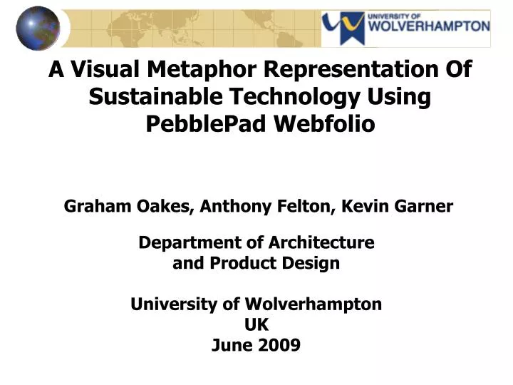 a visual metaphor representation of sustainable technology using pebblepad webfolio