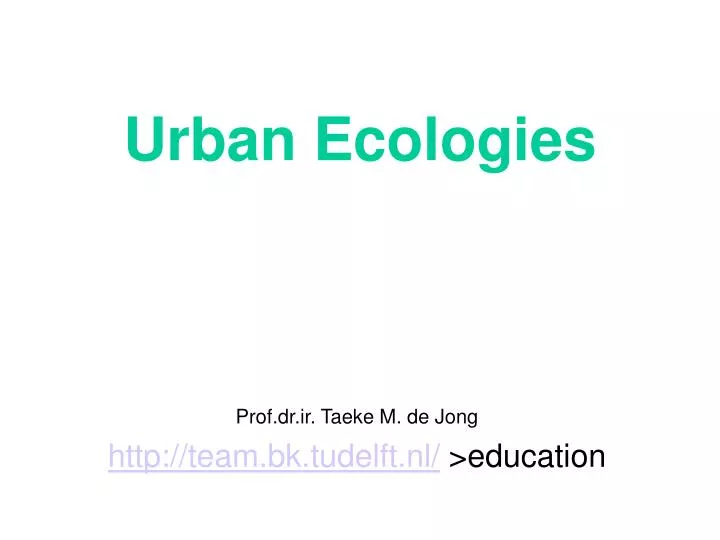 urban ecologies