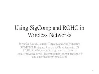 Using SigComp and ROHC in Wireless Networks