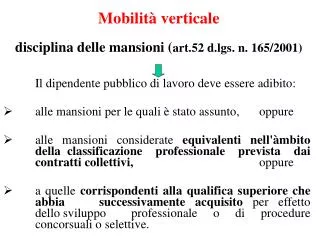 mobilit verticale disciplina delle mansioni art 52 d lgs n 165 2001