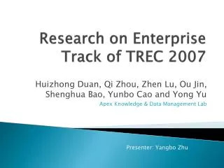 Research on Enterprise Track of TREC 2007