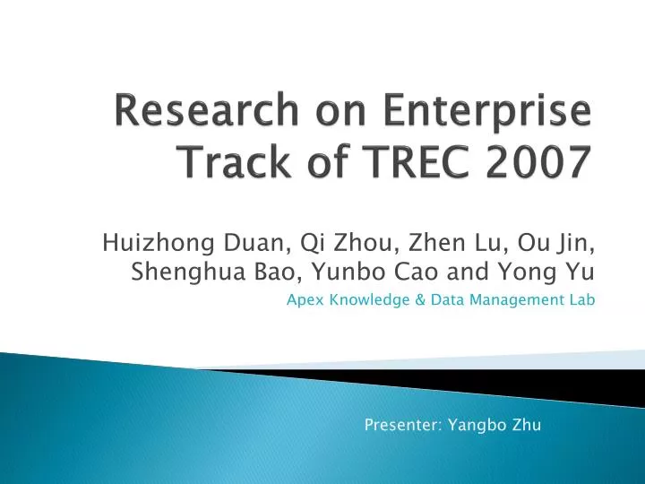 research on enterprise track of trec 2007