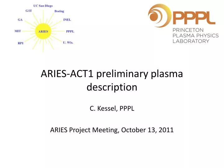 aries act1 preliminary plasma description