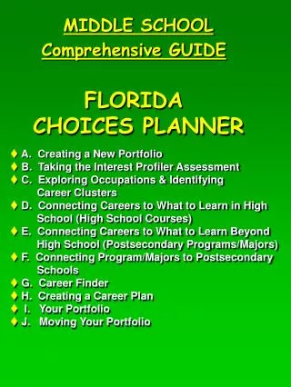 MIDDLE SCHOOL Comprehensive GUIDE FLORIDA CHOICES PLANNER