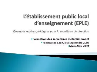 l tablissement public local d enseignement eple