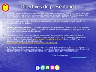directives de pr sentation