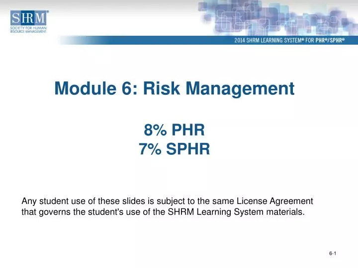 module 6 risk management 8 phr 7 sphr