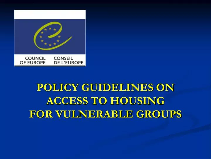 policy guidelines on access to housing for vulnerable groups