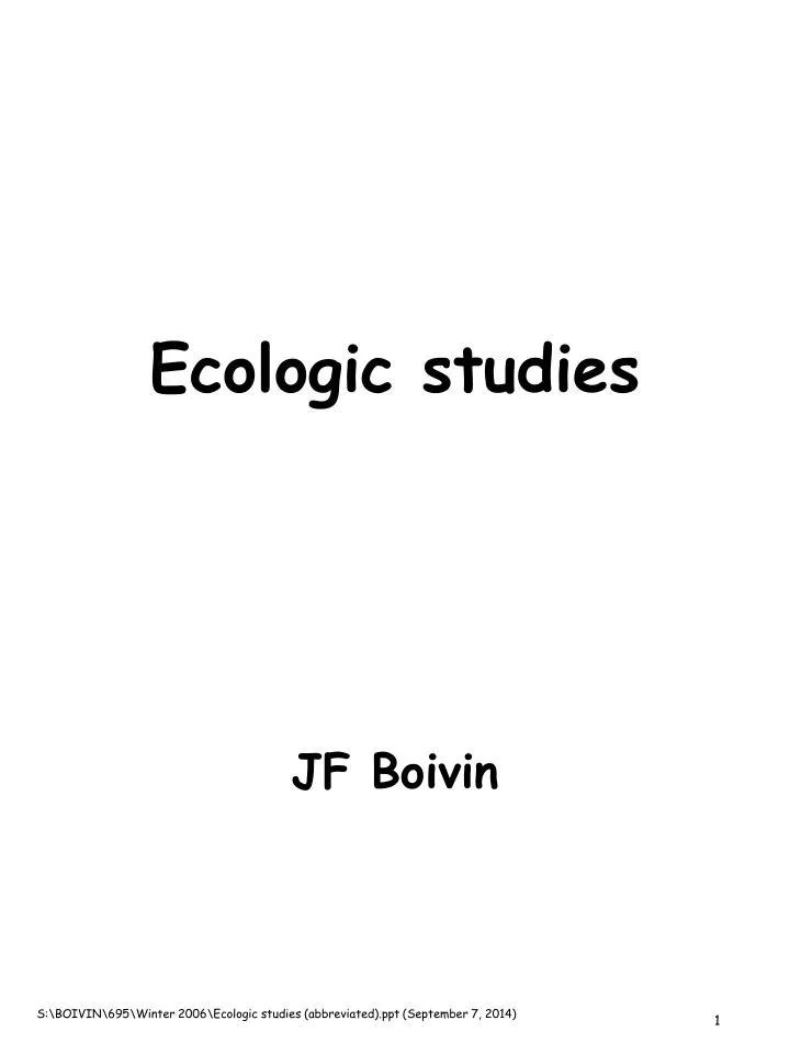ecologic studies