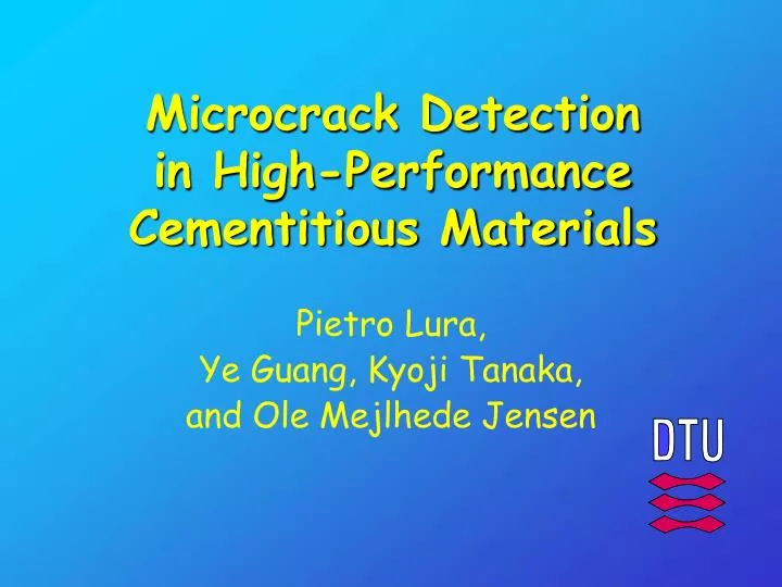 microcrack detection in high performance cementitious materials