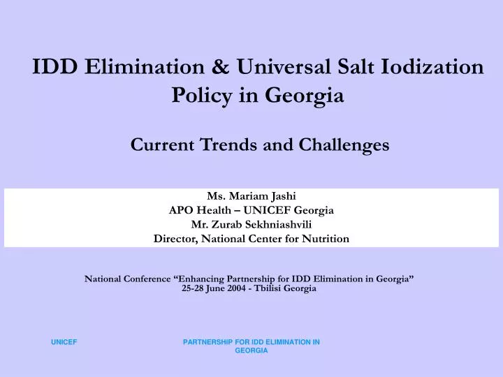 idd elimination universal salt iodization policy in georgia current trends and challenges