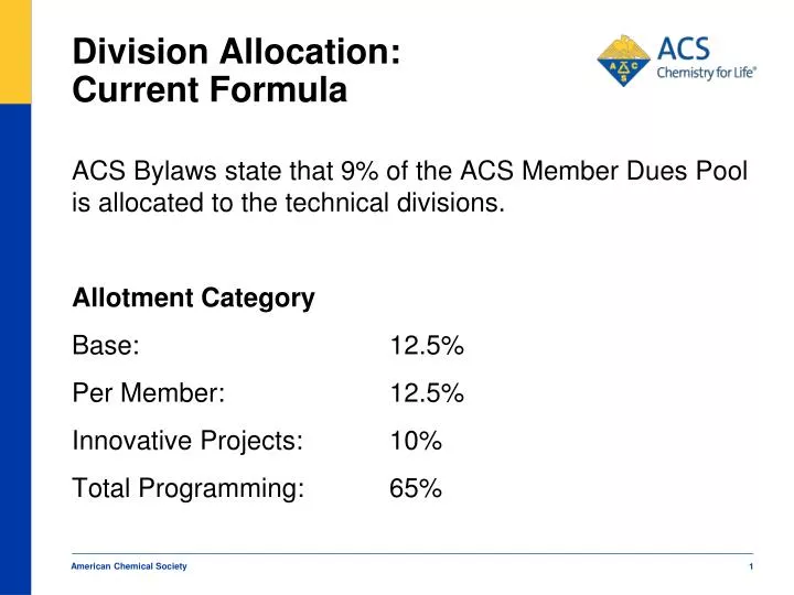 division allocation current formula