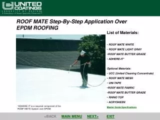 ROOF MATE Step-By-Step Application Over EPDM ROOFING