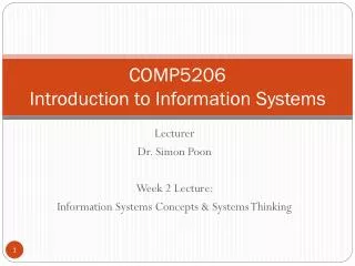 COMP5206 Introduction to Information Systems