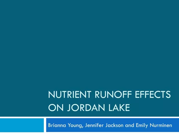 nutrient runoff effects on jordan lake