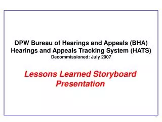Lessons Learned Storyboard Presentation
