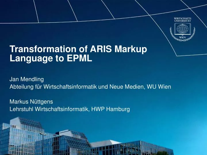 transformation of aris markup language to epml