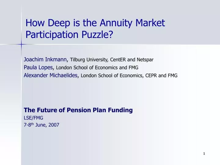 how deep is the annuity market participation puzzle