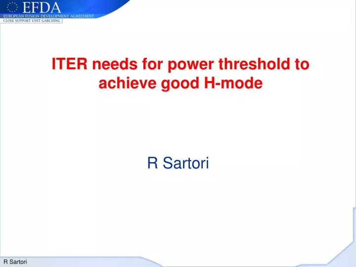 iter needs for power threshold to achieve good h mode