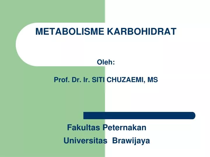 metabolisme karbohidrat oleh prof dr ir siti chuzaemi ms