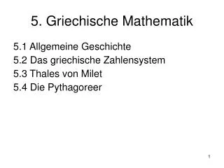 5. Griechische Mathematik