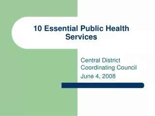 10 Essential Public Health Services