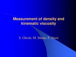 Measurement of density and kinematic viscosity