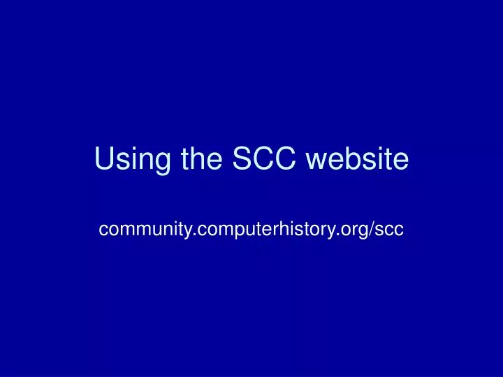 using the scc website