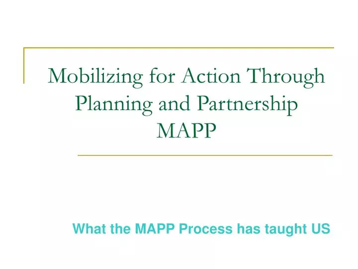 mobilizing for action through planning and partnership mapp