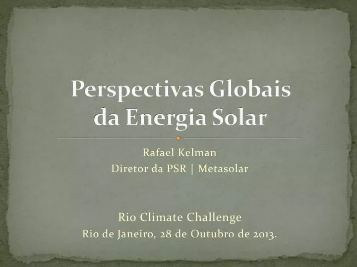 perspectivas globais da energia solar