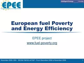 European fuel Poverty and Energy Efficiency