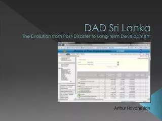 DAD Sri Lanka The Evolution from Post-Disaster to Long-term Development