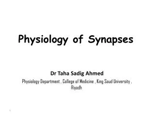 Physiology of Synapses