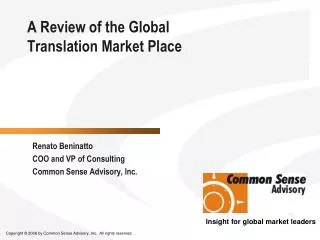 A Review of the Global Translation Market Place