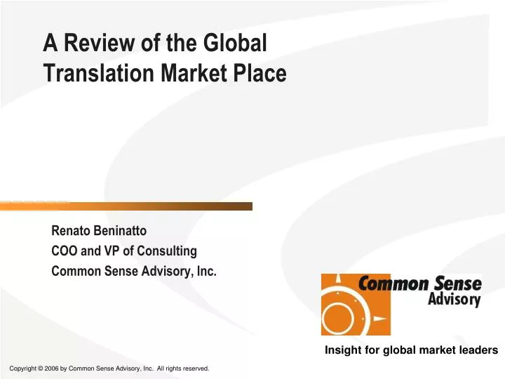 a review of the global translation market place