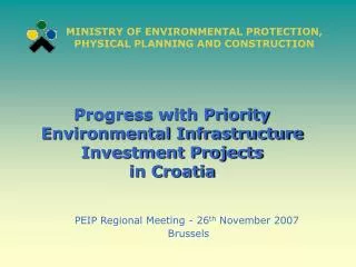 Progress with Priority Environmental Infrastructure Investment Projects in Croatia
