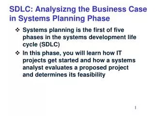 SDLC: Analysizng the Business Case in Systems Planning Phase