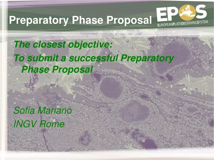 preparatory phase proposal
