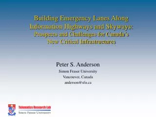 Peter S. Anderson Simon Fraser University Vancouver, Canada anderson@sfu